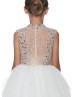 Stand-up Collar Beaded Ivory Tulle Shimmering Flower Girl Dress